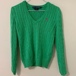 Ralph Lauren Cable Knit V-neck Sweater XS